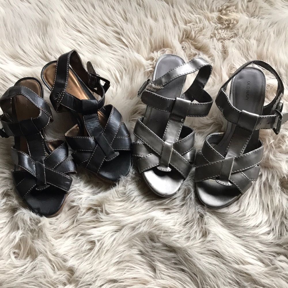 Lot of 2 Old Navy wedge heels sandals